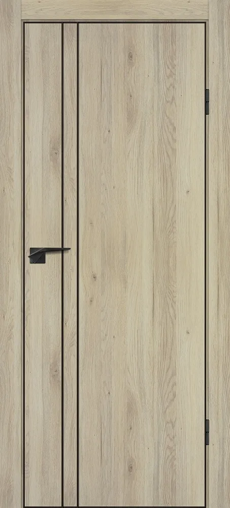 Фото Межкомнатная дверь P-20  черный молдинг PET,  кромка ABS черная c 4-х ст. Дуб молочный