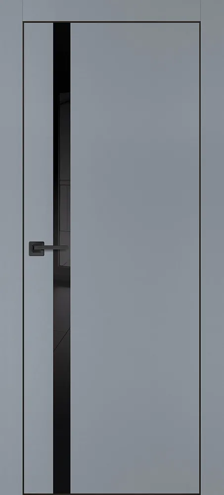 Фото Межкомнатная дверь PX-8  черная кромка с 4-х ст. Серый матовый