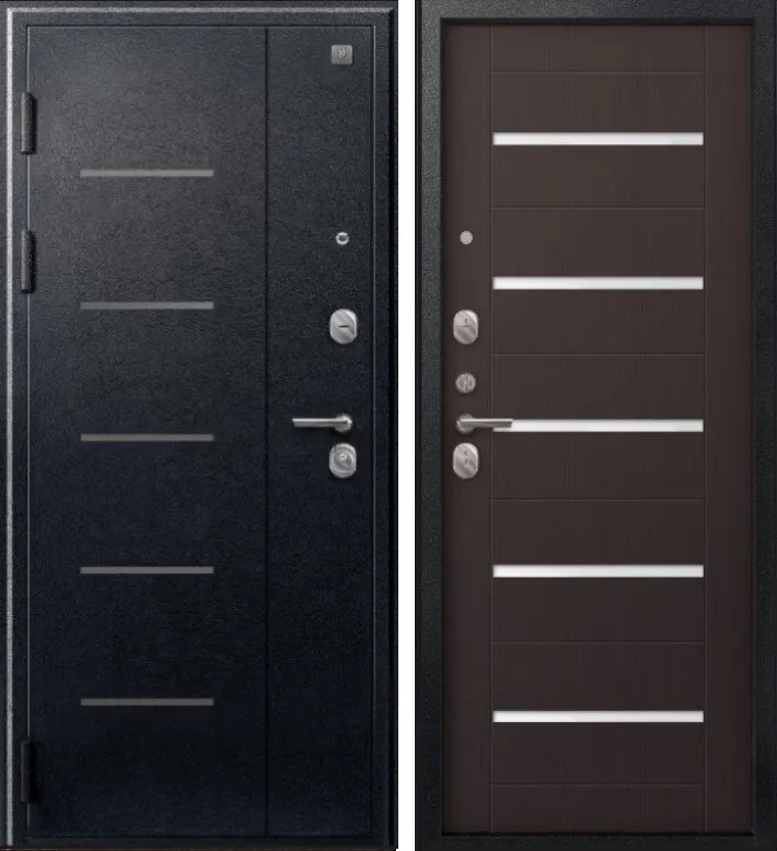 Фото Дверь V-05 Черный муар - Темная лиственница DIS007345